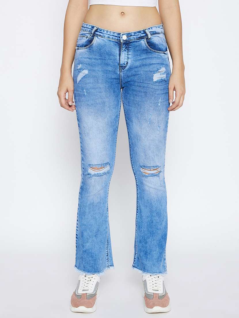 women's distress bootcut jeans