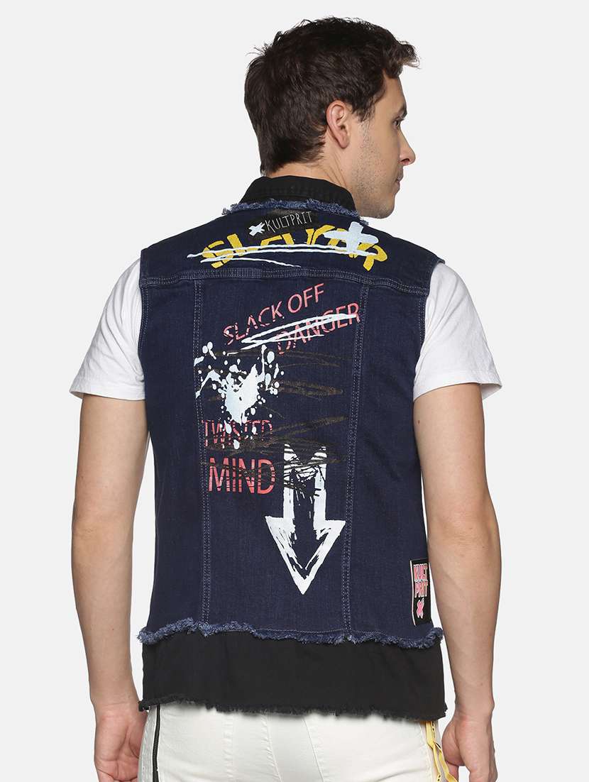 blue printed denim jacket - 17915203 - Standard Image - 2