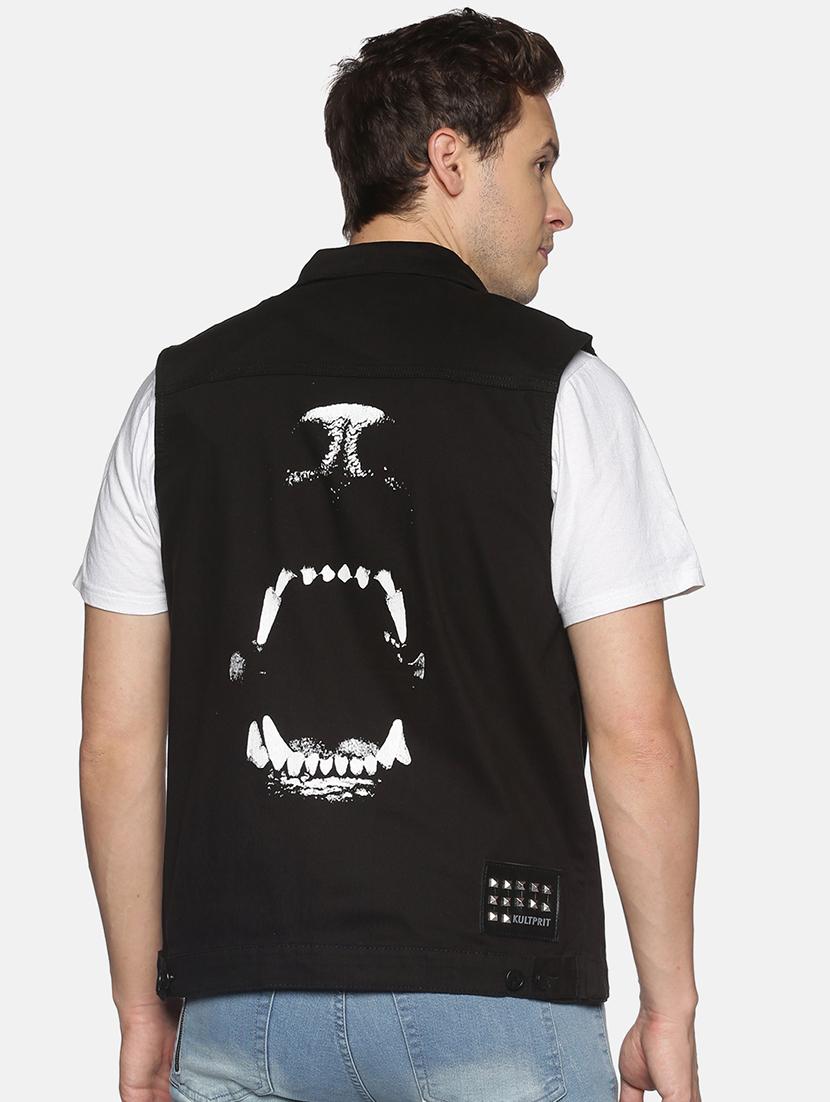 black printed denim jacket - 17915209 - Standard Image - 2