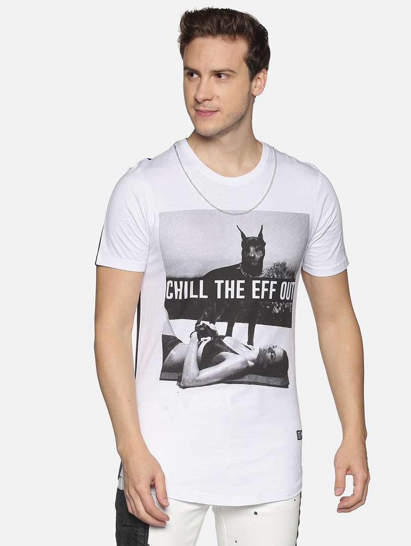 men round neck front & back print t-shirt