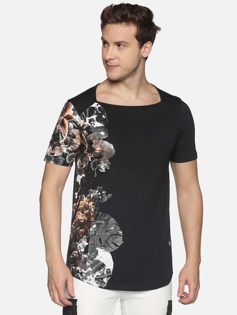 black printed t-shirt