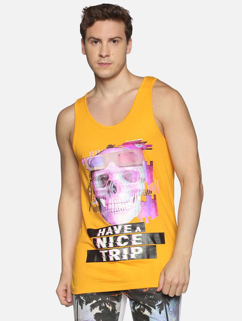 yellow printed vest