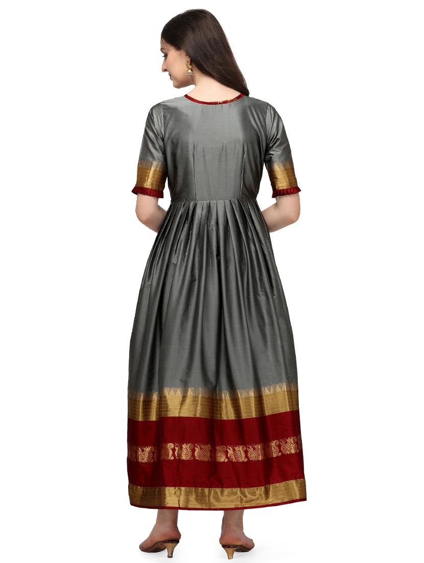 zari work a-line gown - 17916766 - Standard Image - 2