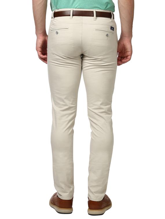 cream solid flat front casual trouser - 17916943 - Standard Image - 2