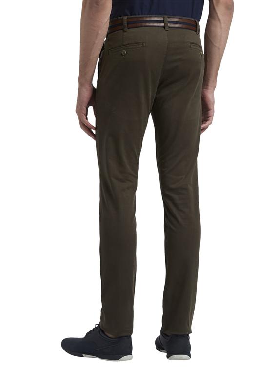 olive green solid flat front casual trouser - 17916953 - Standard Image - 2