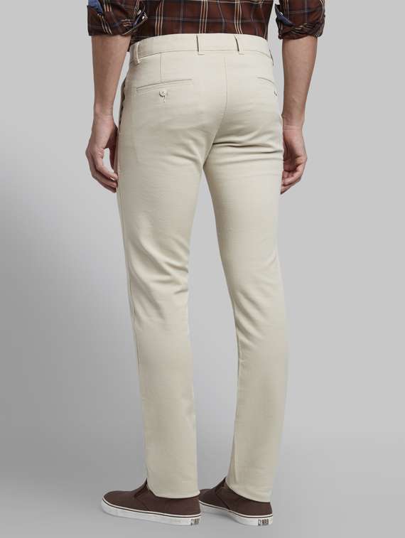 cream textured flat front casual trouser - 17916965 - Standard Image - 2
