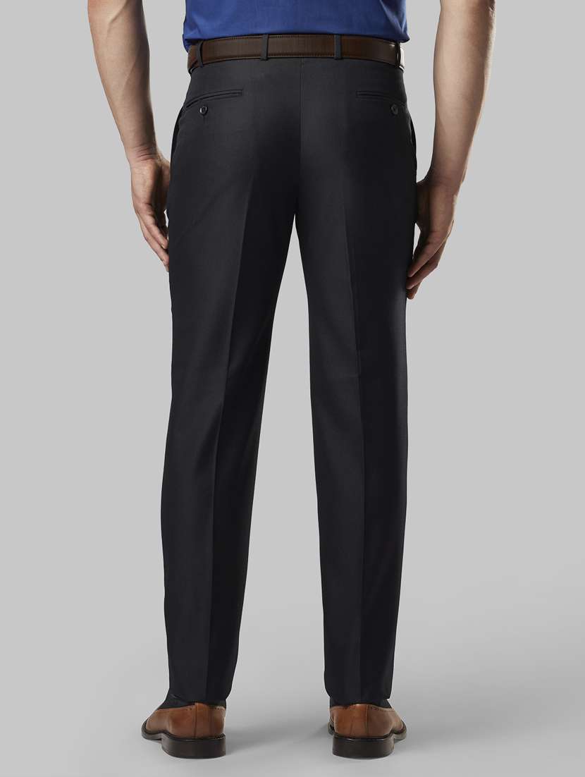 dark blue textured flat front formal trouser - 17917006 -  Standard Image - 2