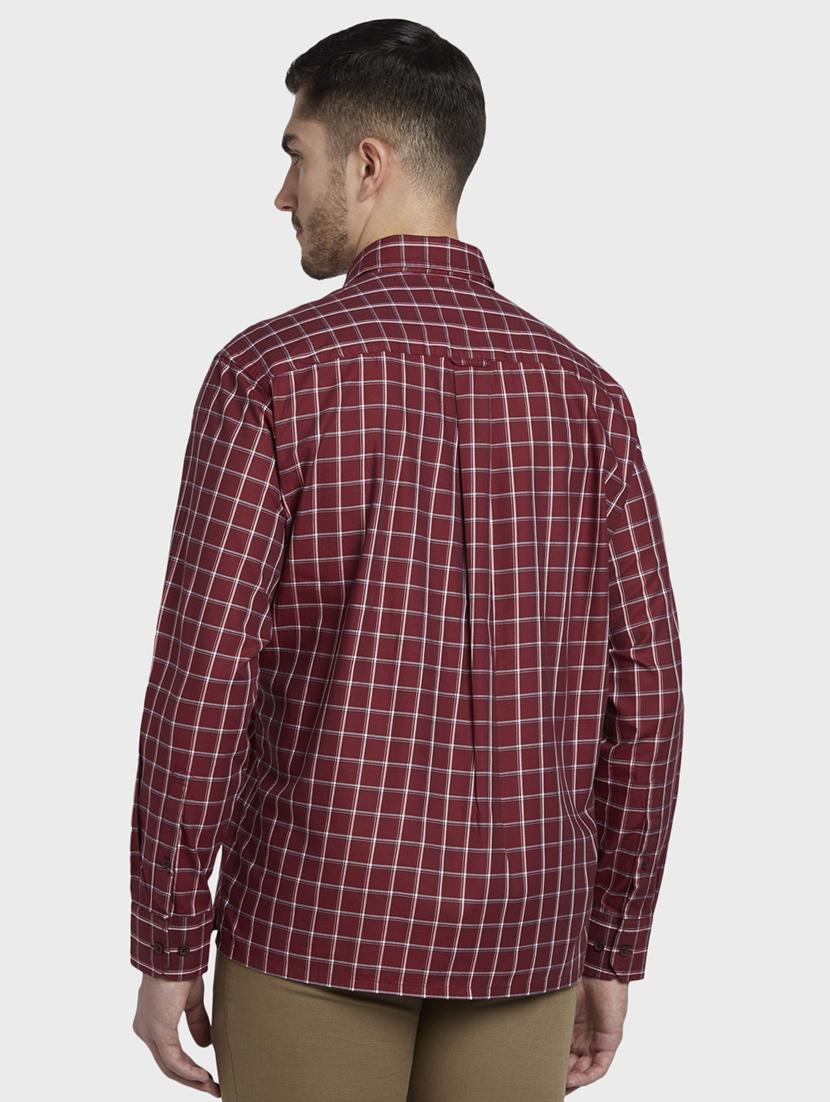 maroon checkered casual shirt - 17917062 - Standard Image - 2