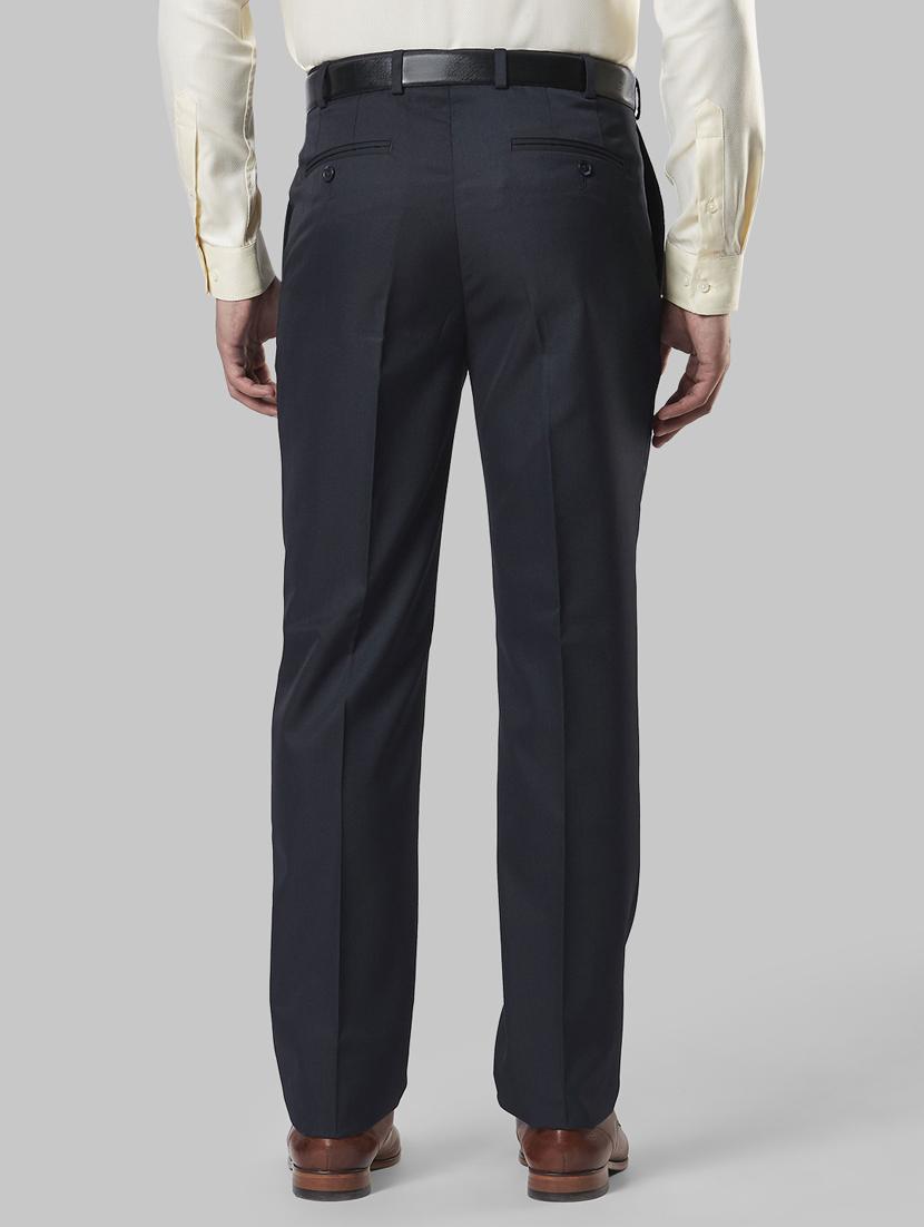 dark blue striped flat front formal trouser - 17917077 - Standard Image - 2
