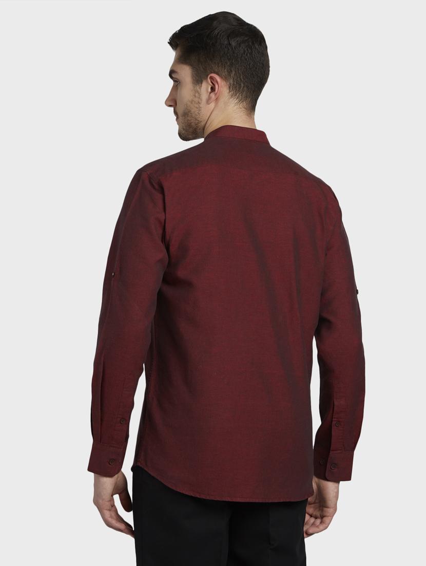 maroon solid casual shirt - 17917105 - Standard Image - 2
