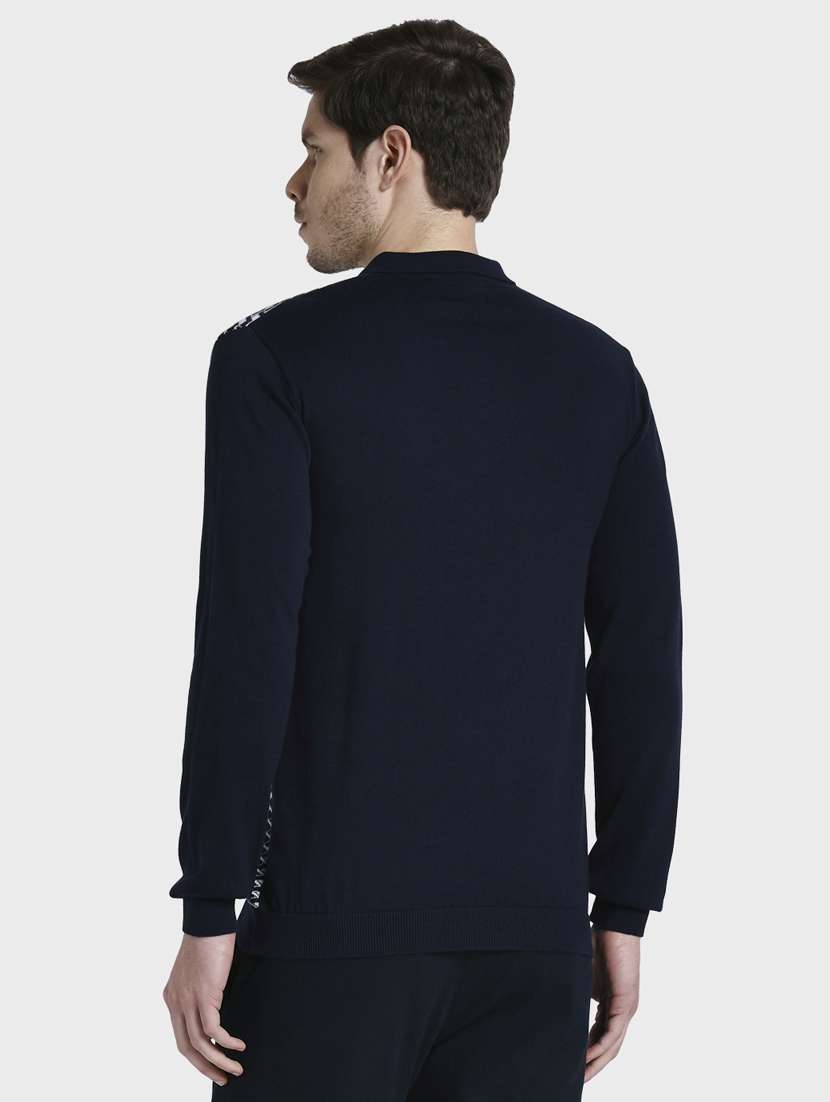navy blue self design polo t-shirt - 17917249 - Standard Image - 2