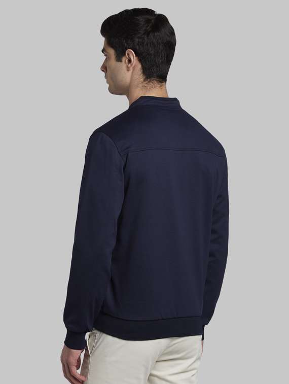 navy blue solid casual jacket - 17917411 - Standard Image - 2