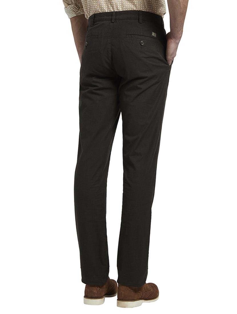 olive green textured flat front casual trouser - 17917421 - Standard Image - 2