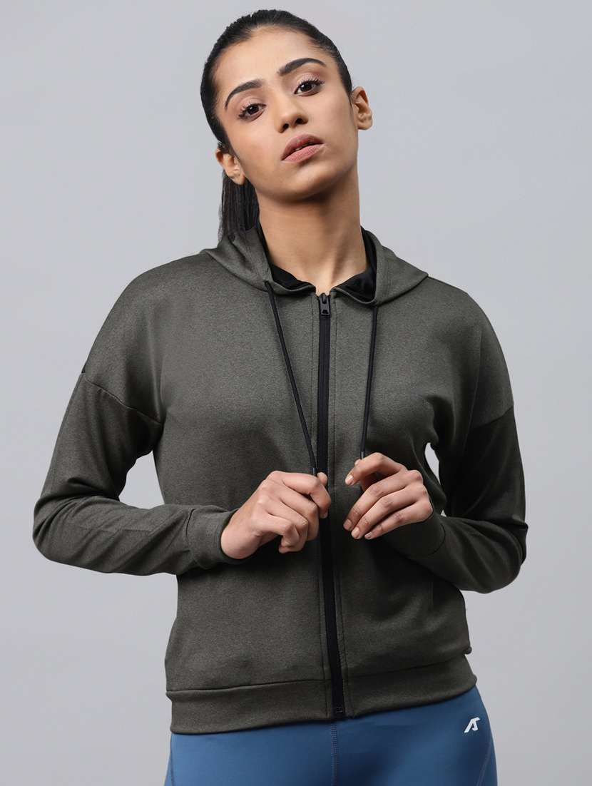 hooded neck solid  jacket