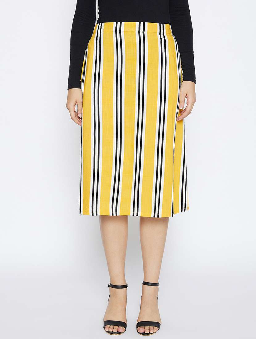 mid rise striped a-line skirt