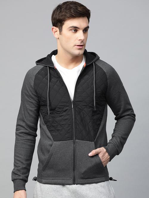 grey color block cut & sew sweatshirt - 17922447 -  Standard Image - 0