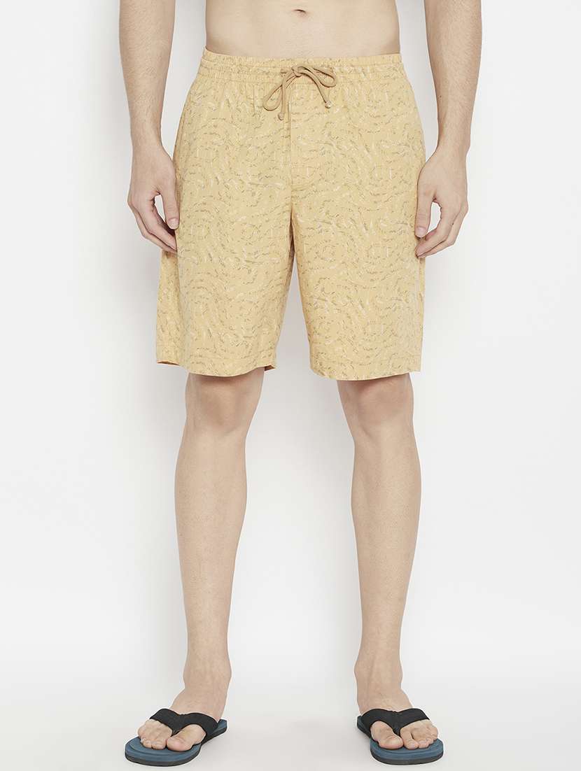 beige printed bermuda short