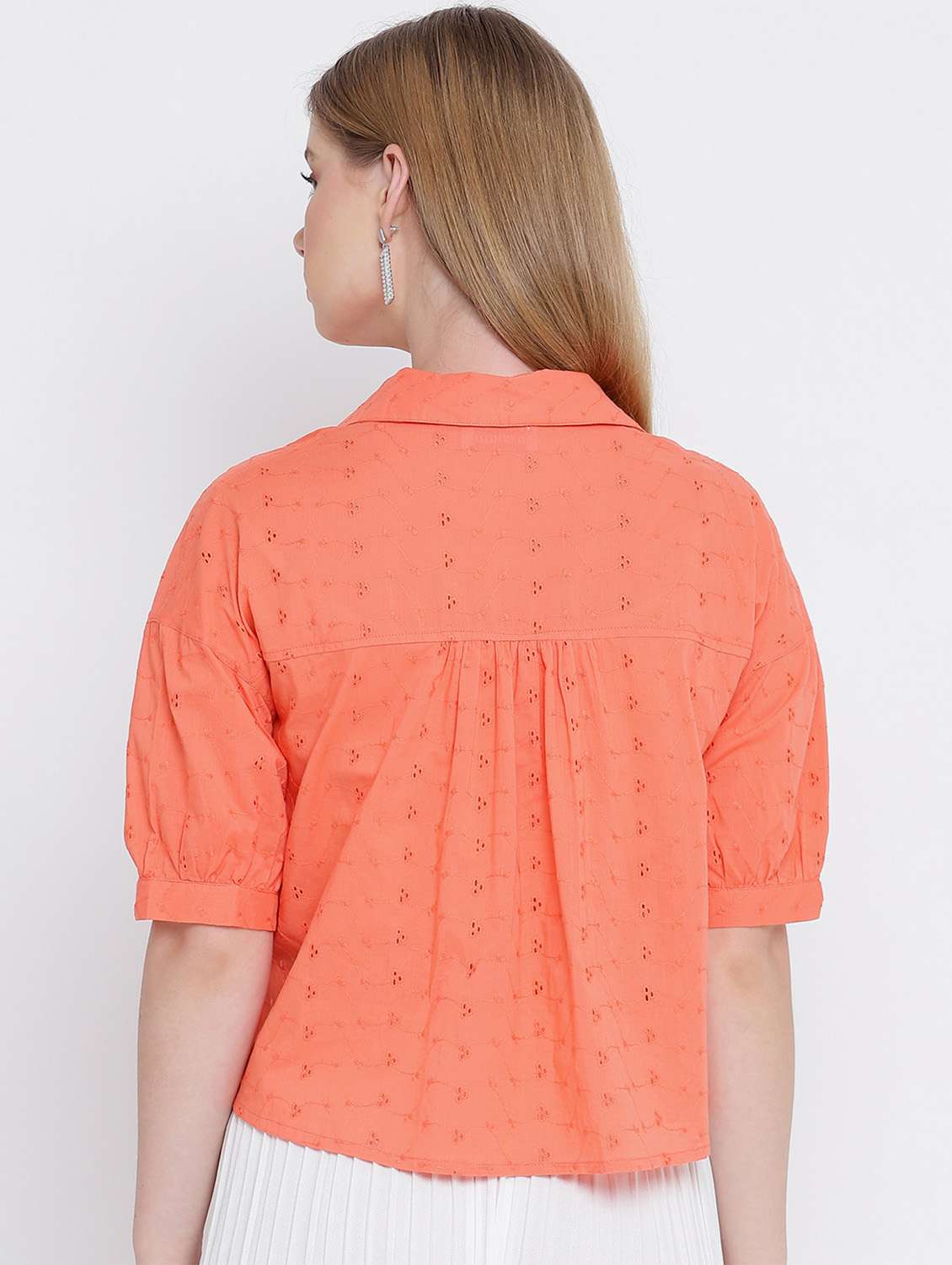 straight hem solid shirt - 17923624 - Standard Image - 2