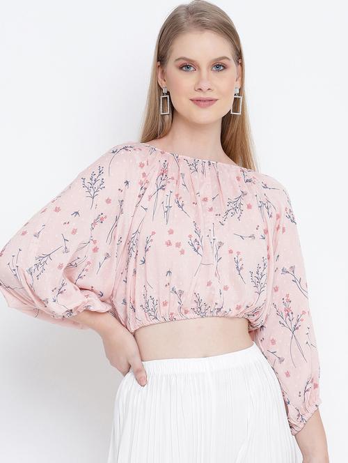 bishop sleeved floral blouson top  - 17923637 -  Standard Image - 0
