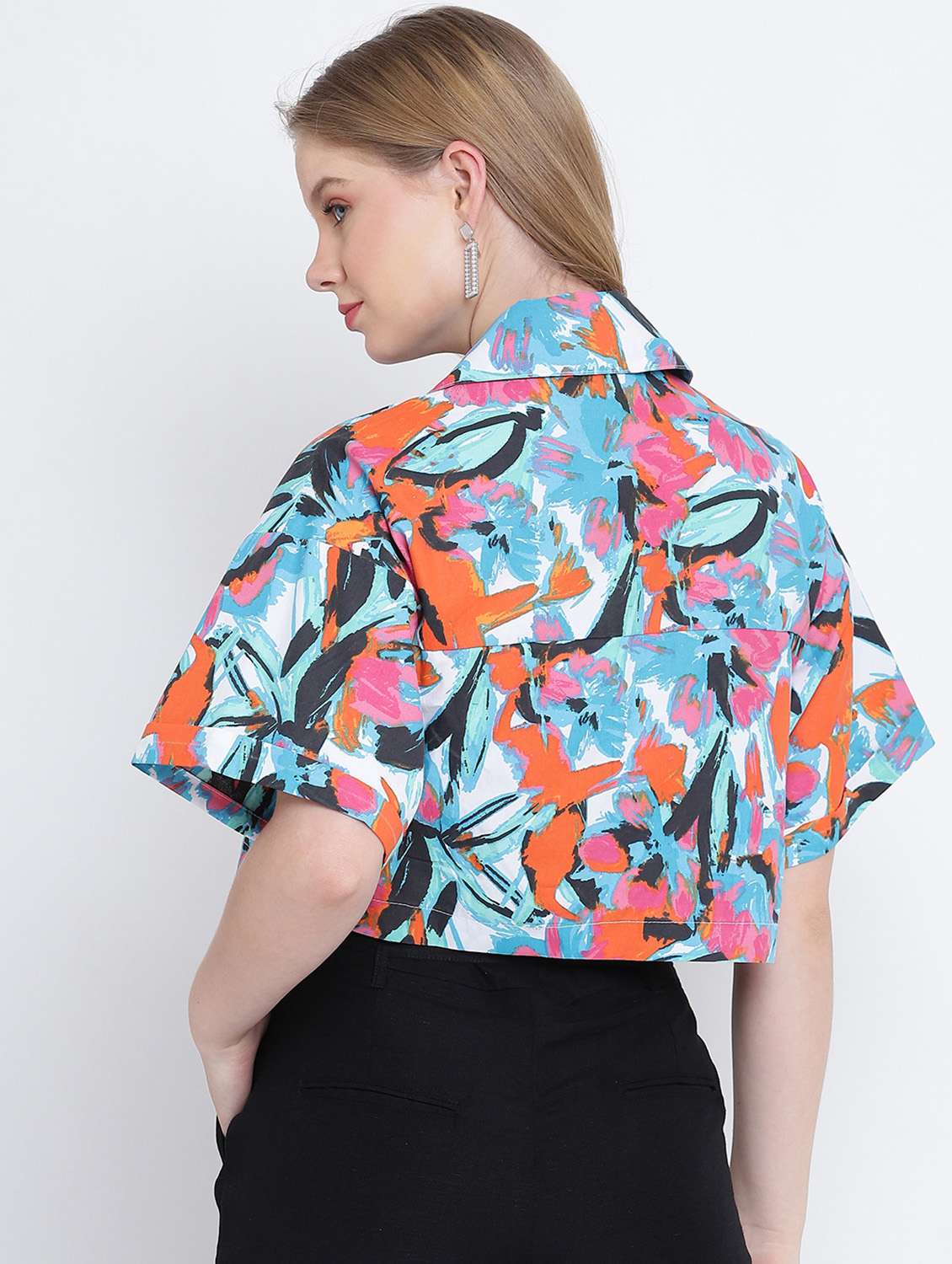 women's crop collared top - 17923646 - Standard Image - 2