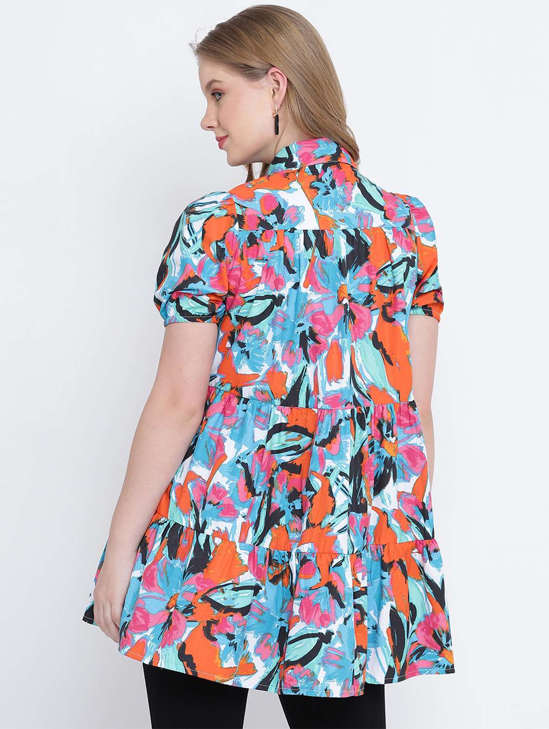 puff sleeved printed tunic - 17923647 -  Standard Image - 2