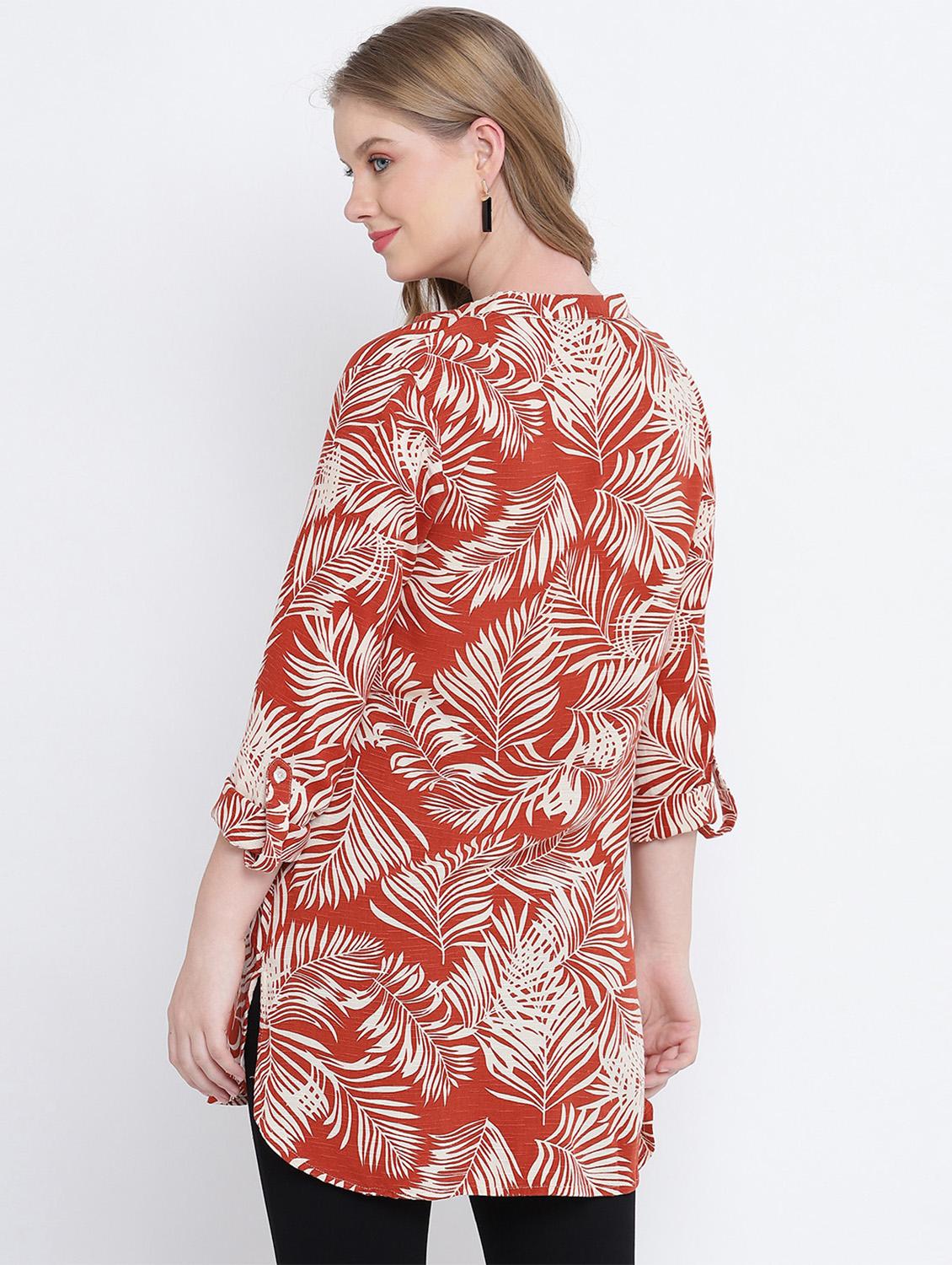 mandarin neck tropical tunic - 17923648 - Standard Image - 2
