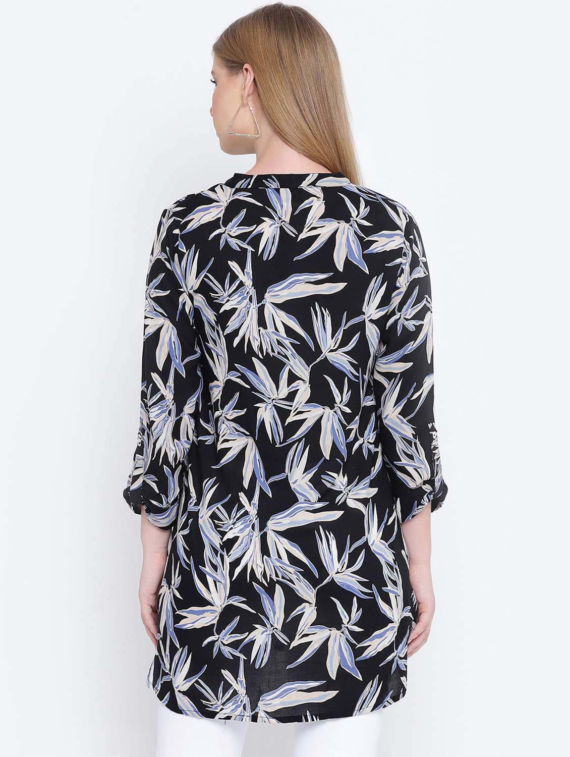 mandarin neck tropical tunic - 17923649 - Standard Image - 2