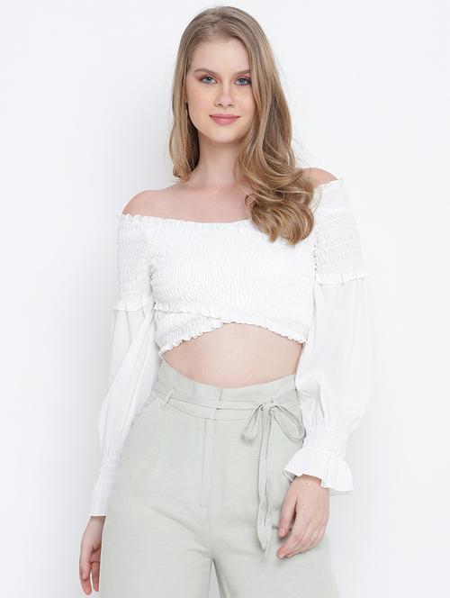 women's crop off shoulder top - 17923658 - Standard Image - 0