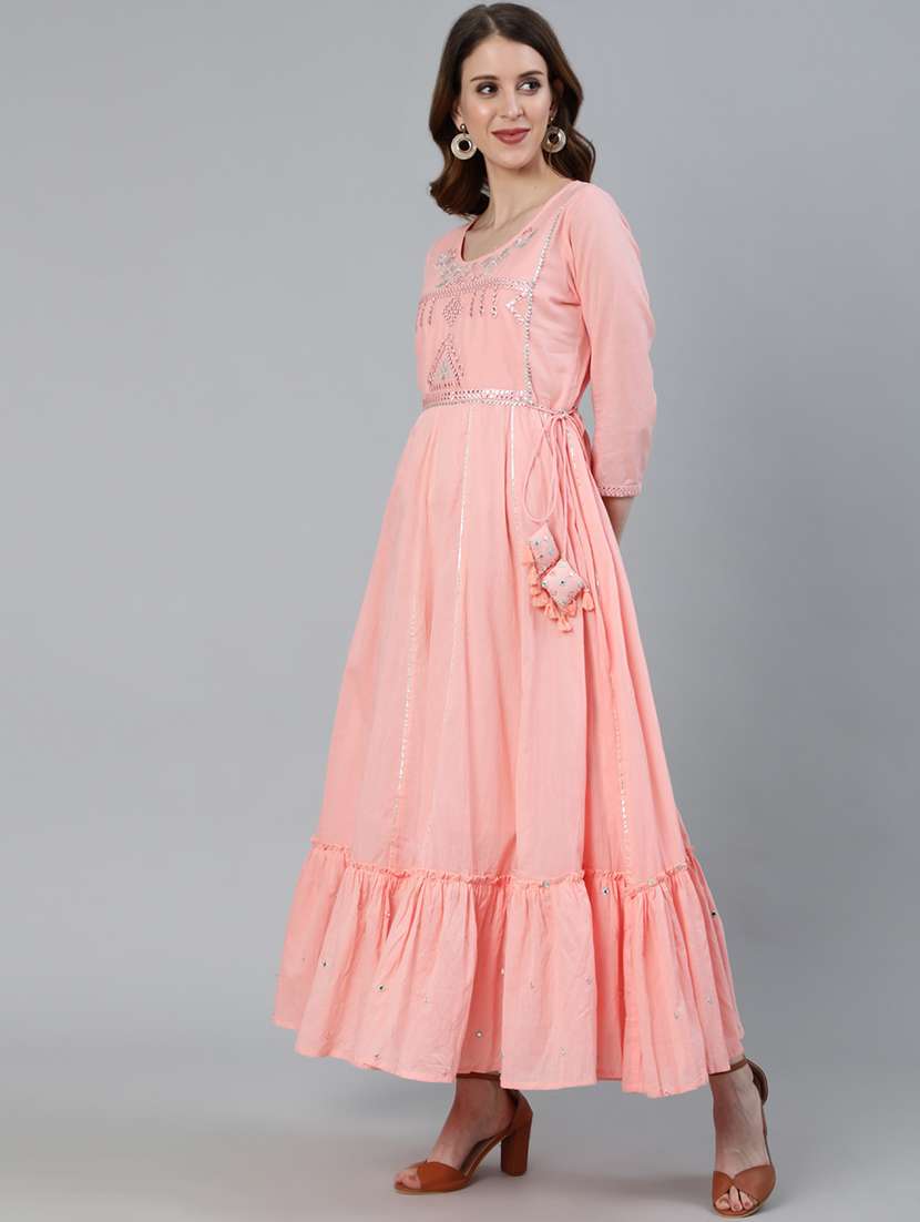 Peach Cotton Anarkali Kurta