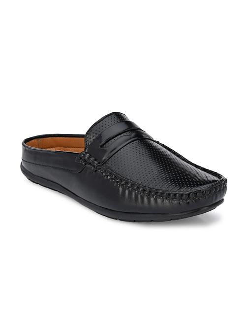 black synthetic slip on loafers - 17924687 - Standard Image - 0