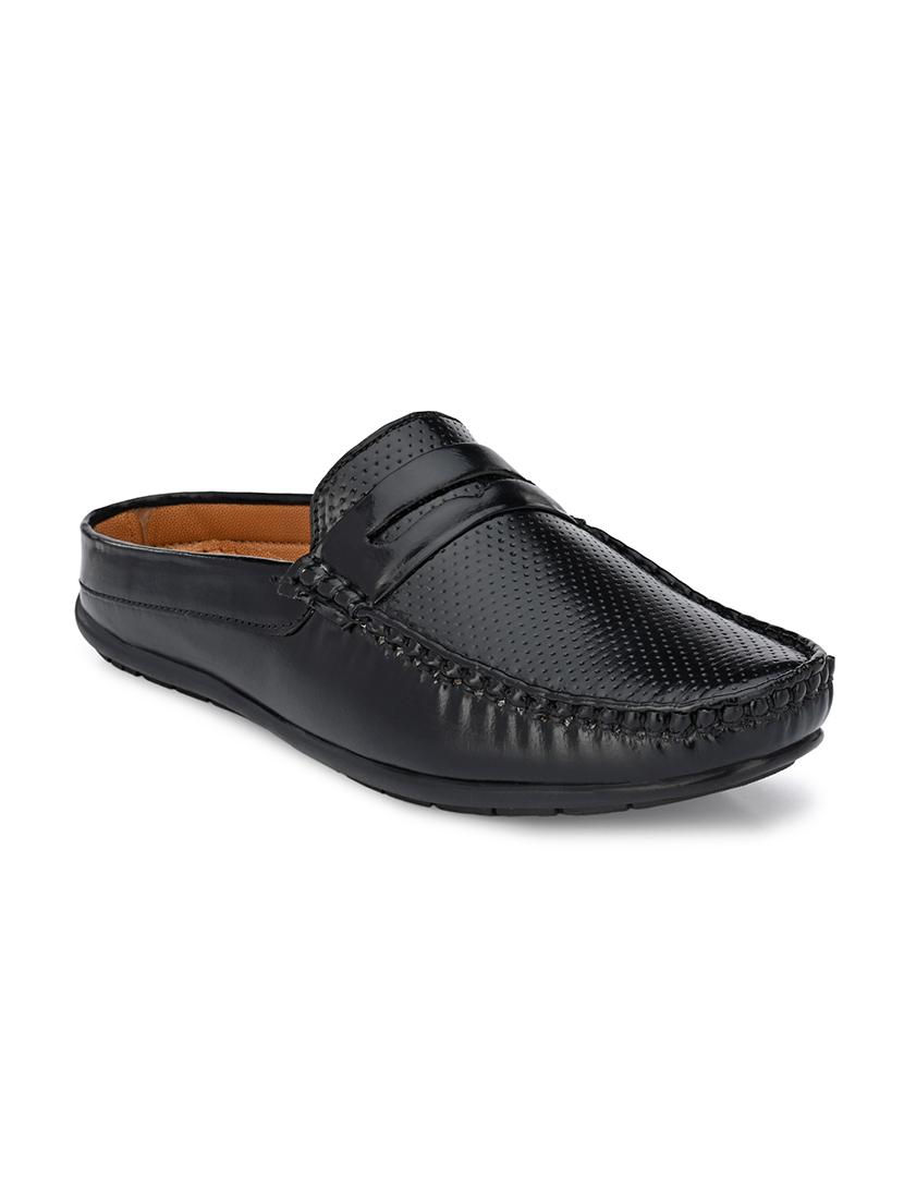 black synthetic slip on loafers - 17924687 - Zoom Image - 0