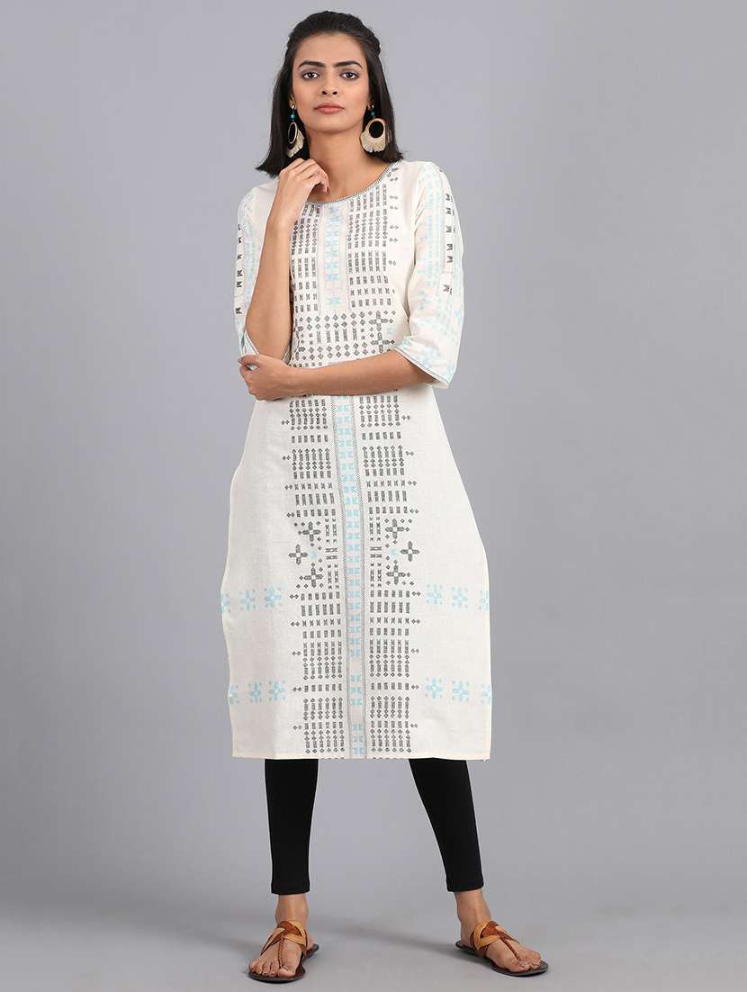 printed straight kurta