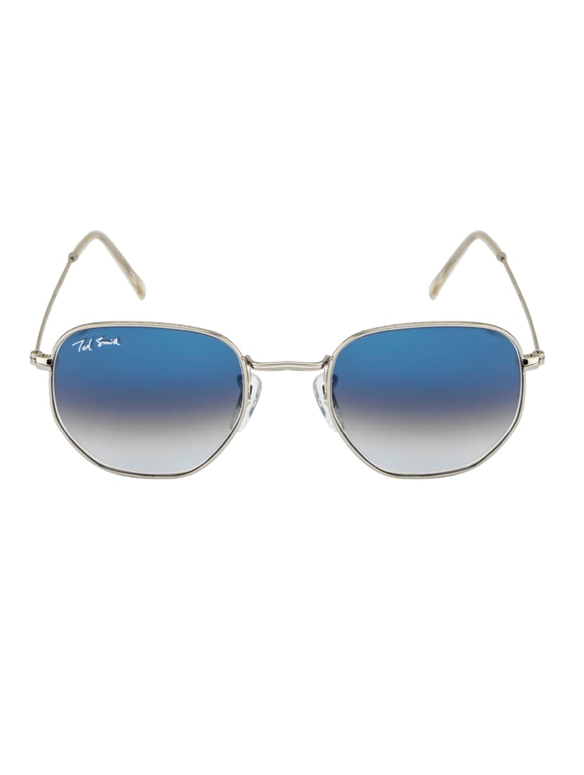 hexon by ted smith in silver frame with hexagonal blue graded lens sunglass - 17925470 - Zoom Image - 0