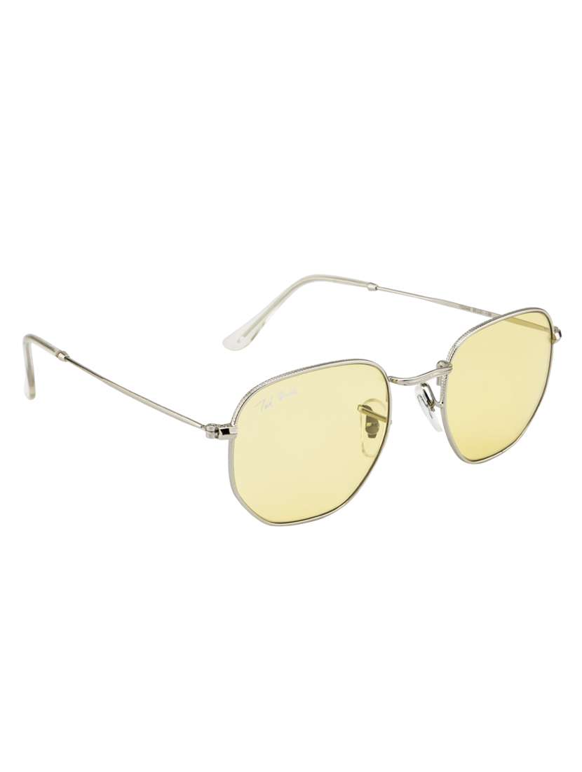 hexon by ted smith in silver frame with hexagonal candy yellow lens sunglass - 17925471 - Standard Image - 2