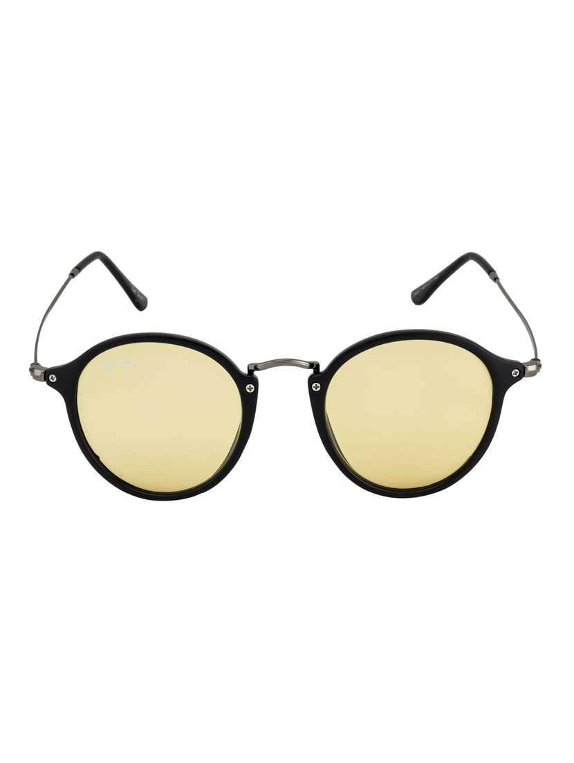 moon-x by ted smith in black frame with round candy yellow sunglass