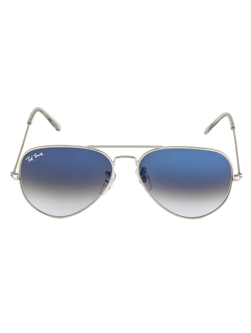 aviamst by ted smith in sliver frame with aviator blue graded lens sunglass