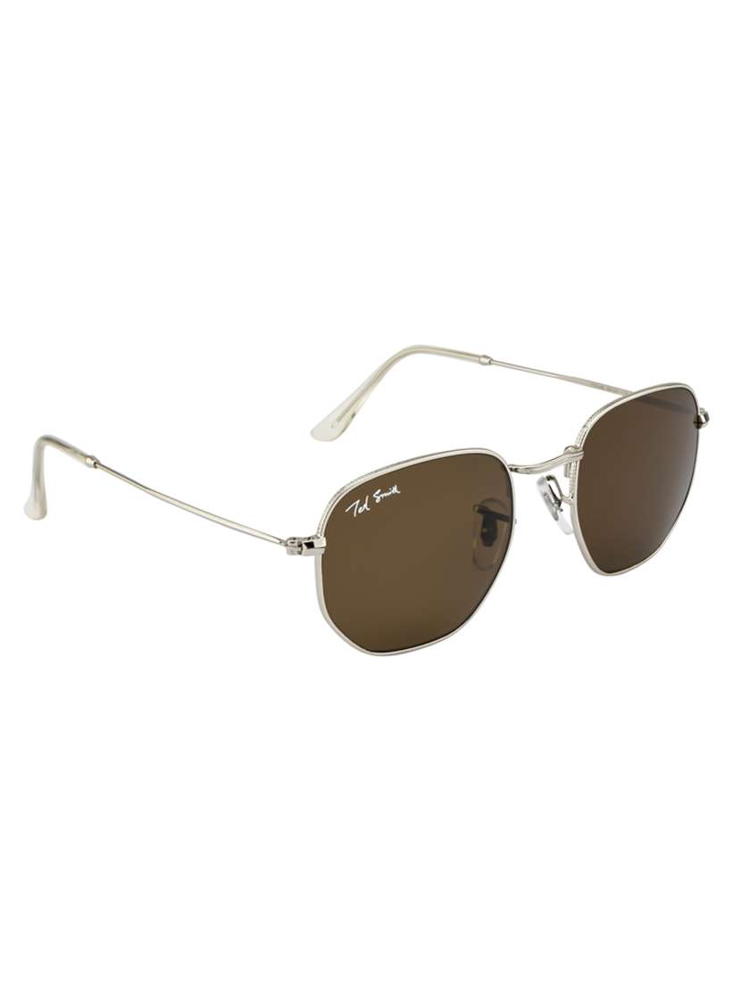 hexon by ted smith in silver frame with hexagonal brown lens sunglass - 17925493 -  Standard Image - 2