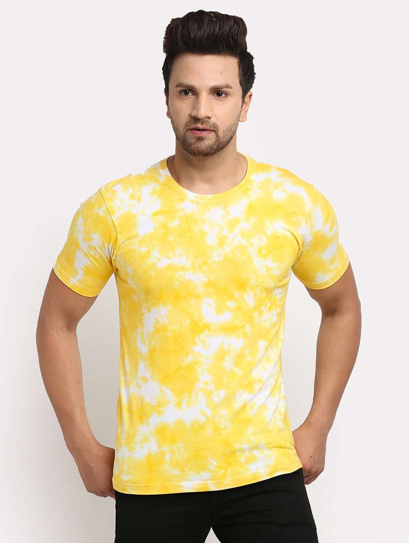 yellow tie & dye print t-shirt