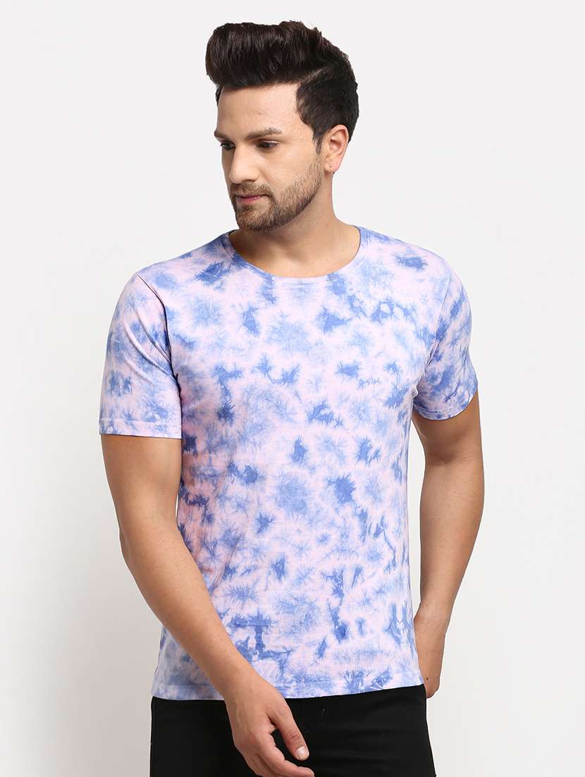 blue tie & dye print t-shirt