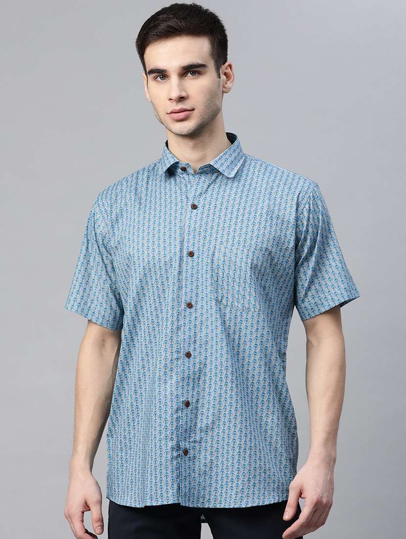mens block print casual shirt