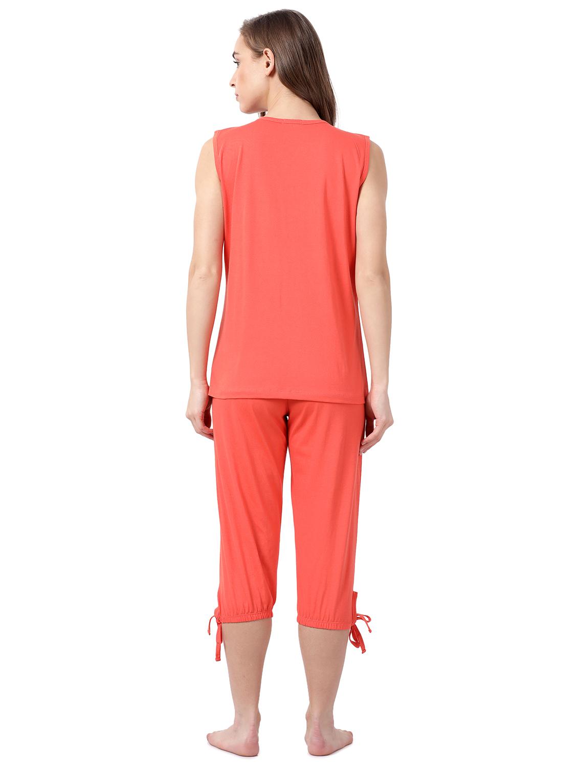 orange solid printed nightwear capri set - 17927888 - Standard Image - 2