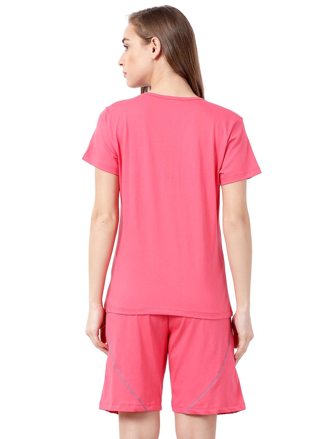 pink solid nightwear shorts set - 17927903 - Standard Image - 2
