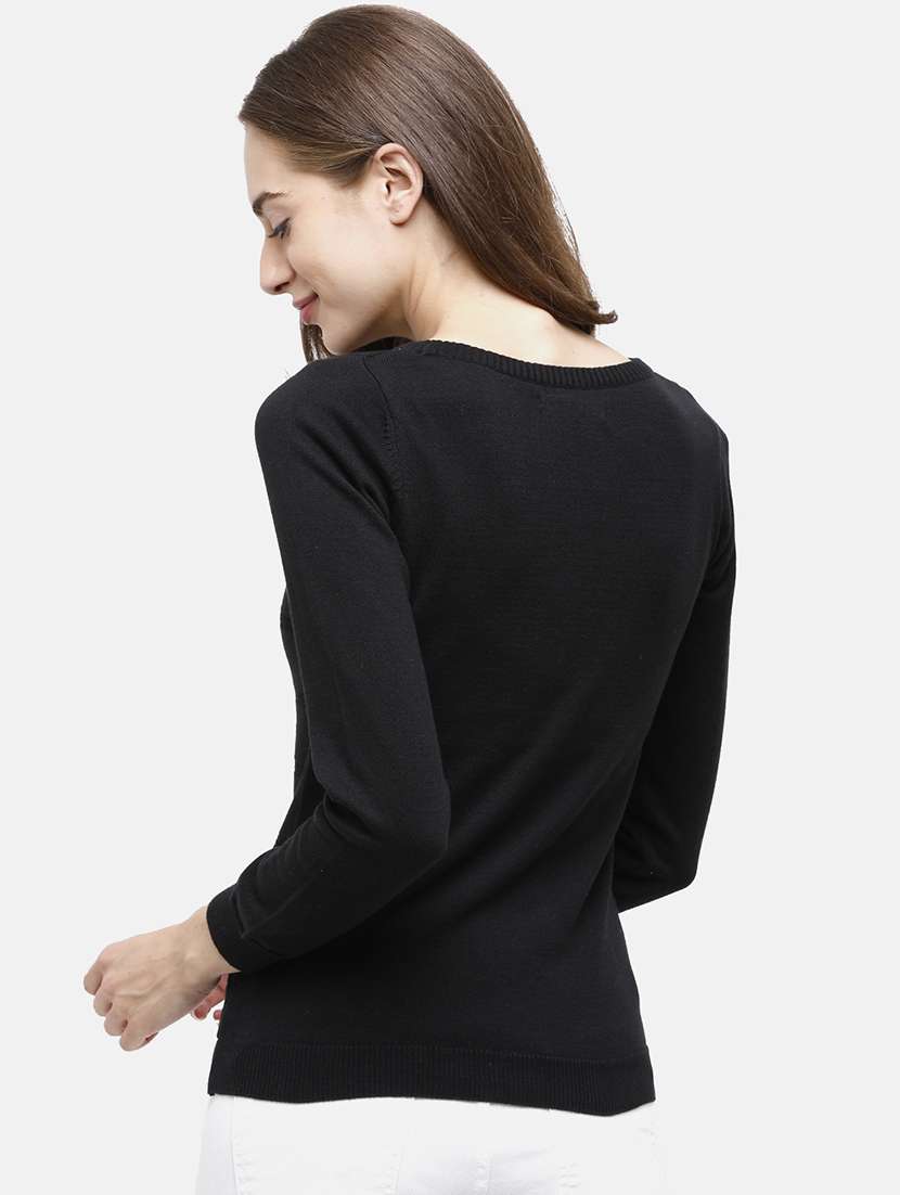round neck solid pullover - 17929351 - Standard Image - 2
