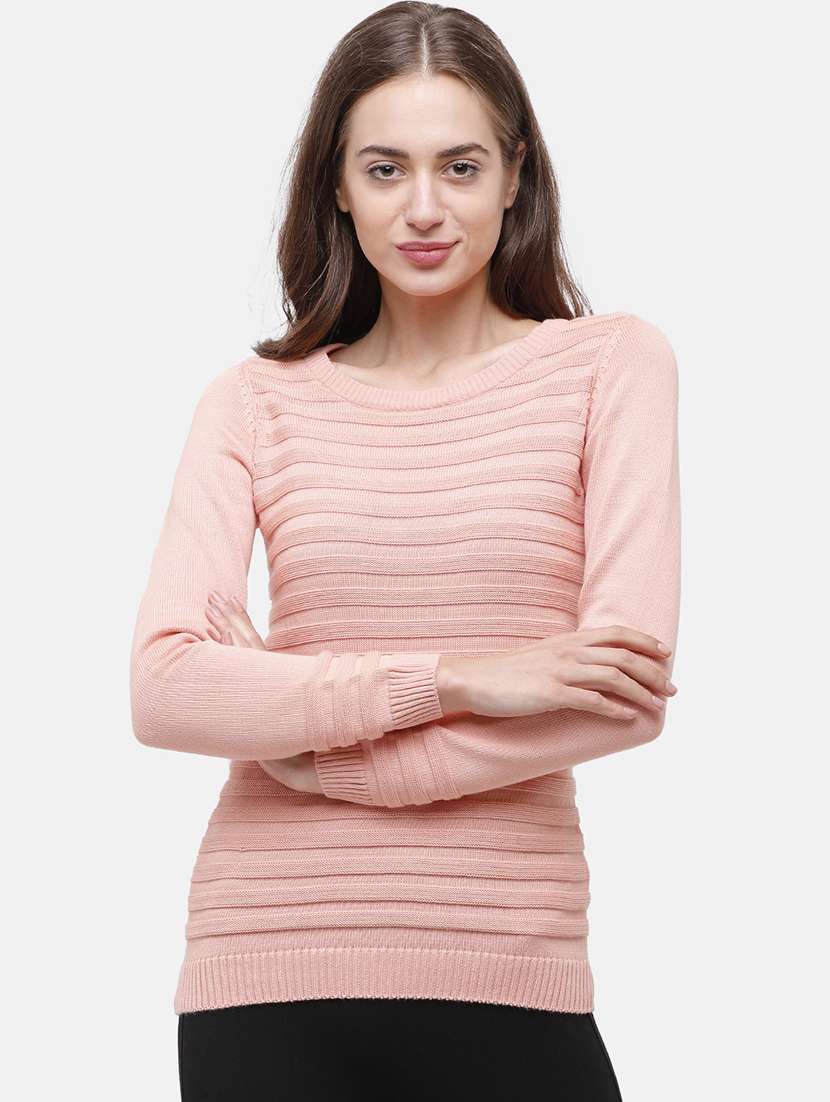 round neck textured pullover
