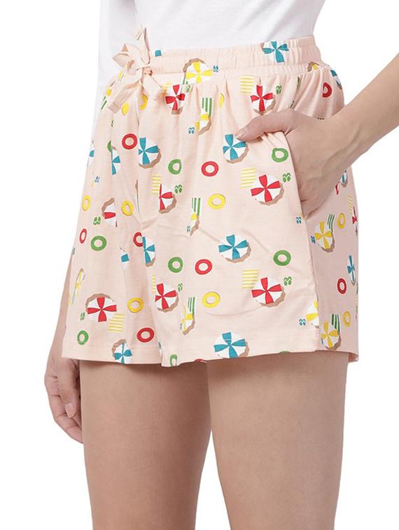 round neck printed nightwear shorts set - 17929744 - Standard Image - 2