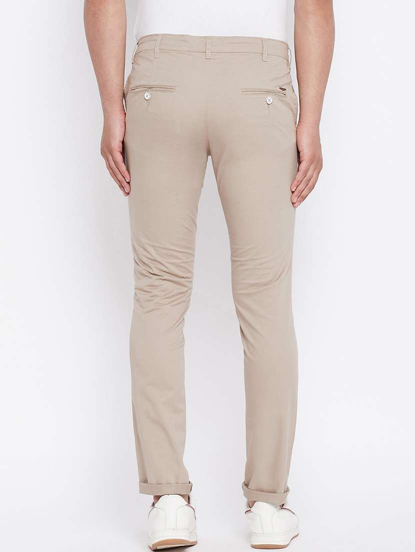 beige solid chinos - 17930080 - Standard Image - 2