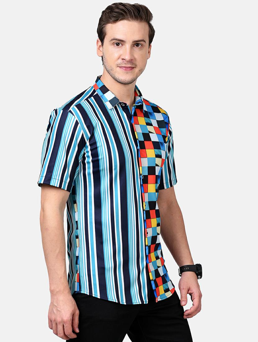 blue printed casual shirt - 17930534 - Standard Image - 2