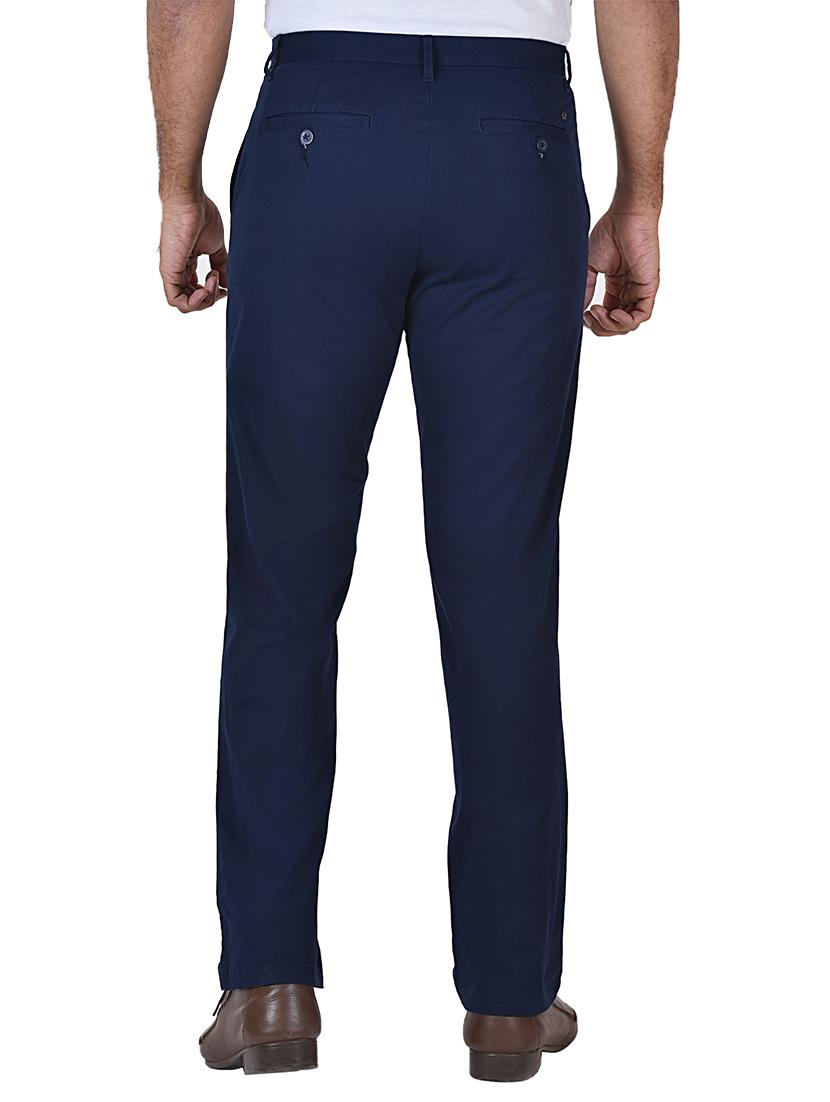 navy blue solid flat front formal trouser - 17933204 - Standard Image - 2