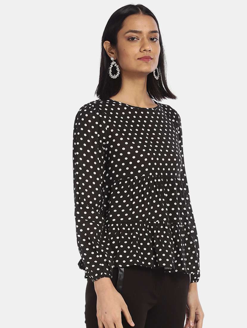 round neck polka dot top 