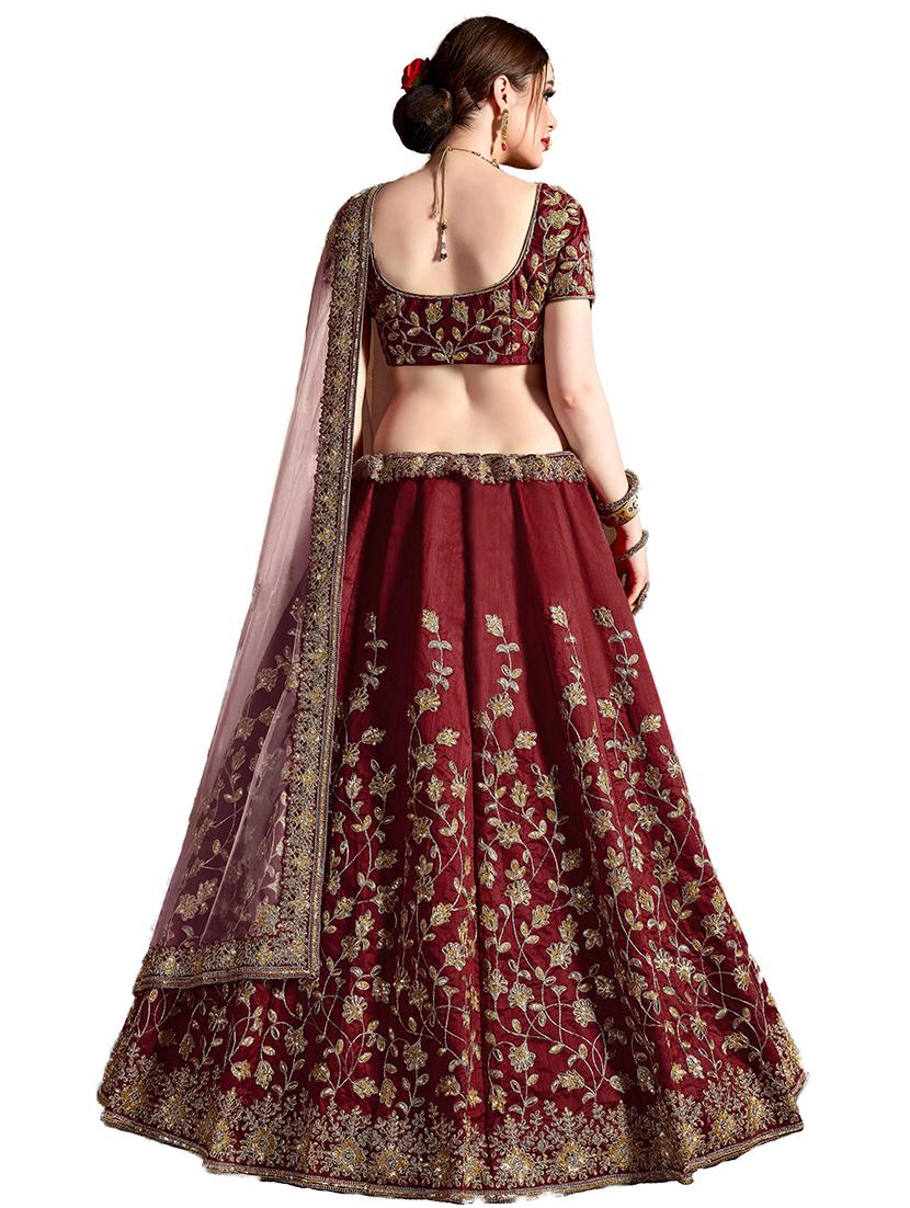 maroon art silk flared lehenga - 17947793 - Standard Image - 2
